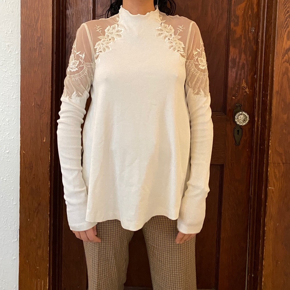 Free people lace long sleeve top